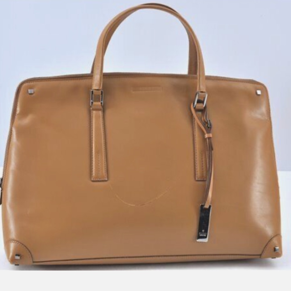 Authentic GUCCI Hand Bag Purse Leather Brown 7539C pre-owned
